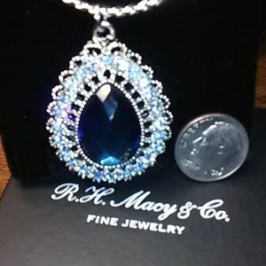 2028 Stone And Crystal Tear Drop Pendant